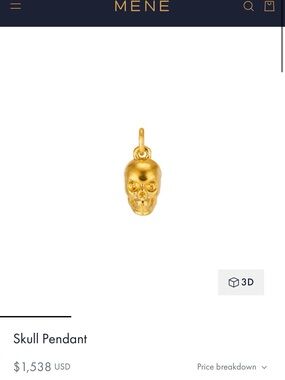 Gold Skull Pendant Necklace Charm